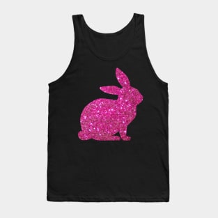 Hot Pink Faux Glitter Easter Bunny Tank Top